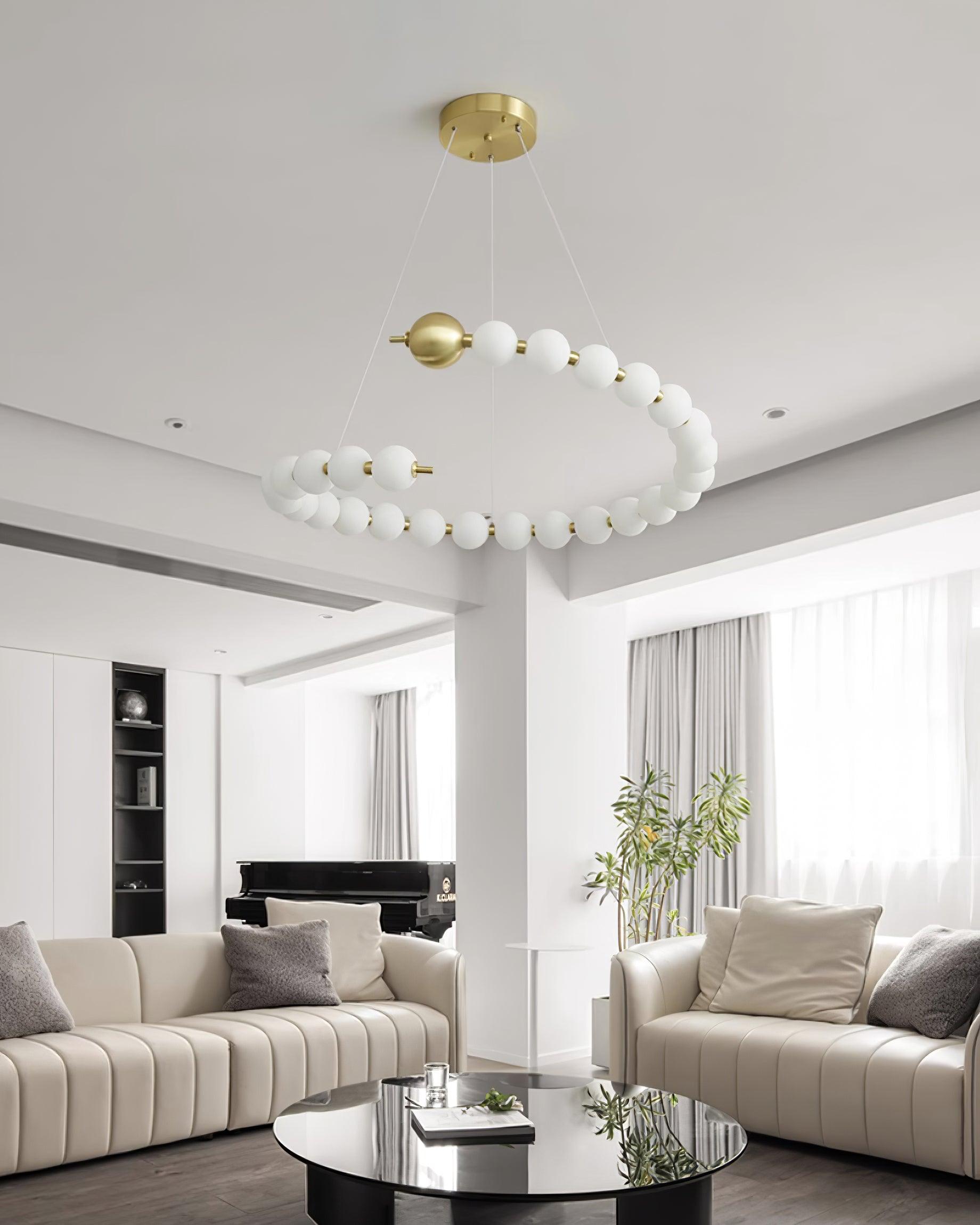 Chandelier Brass Ring Acrylic Spheres Modern Minimalist - Letslighting