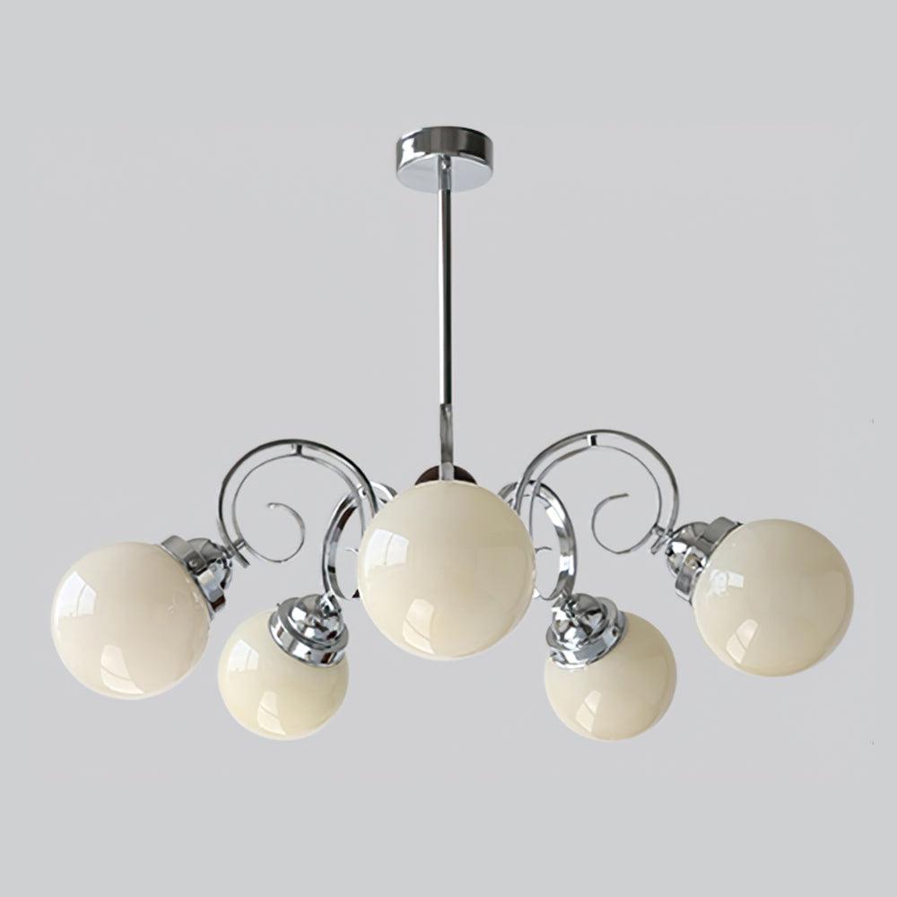 Kotter Chandelier Cream Satin Nickel Modern - Letslighting
