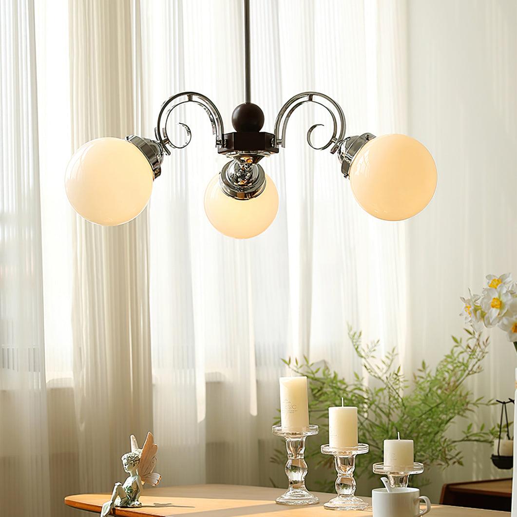 Kotter Chandelier Cream Satin Nickel Modern - Letslighting