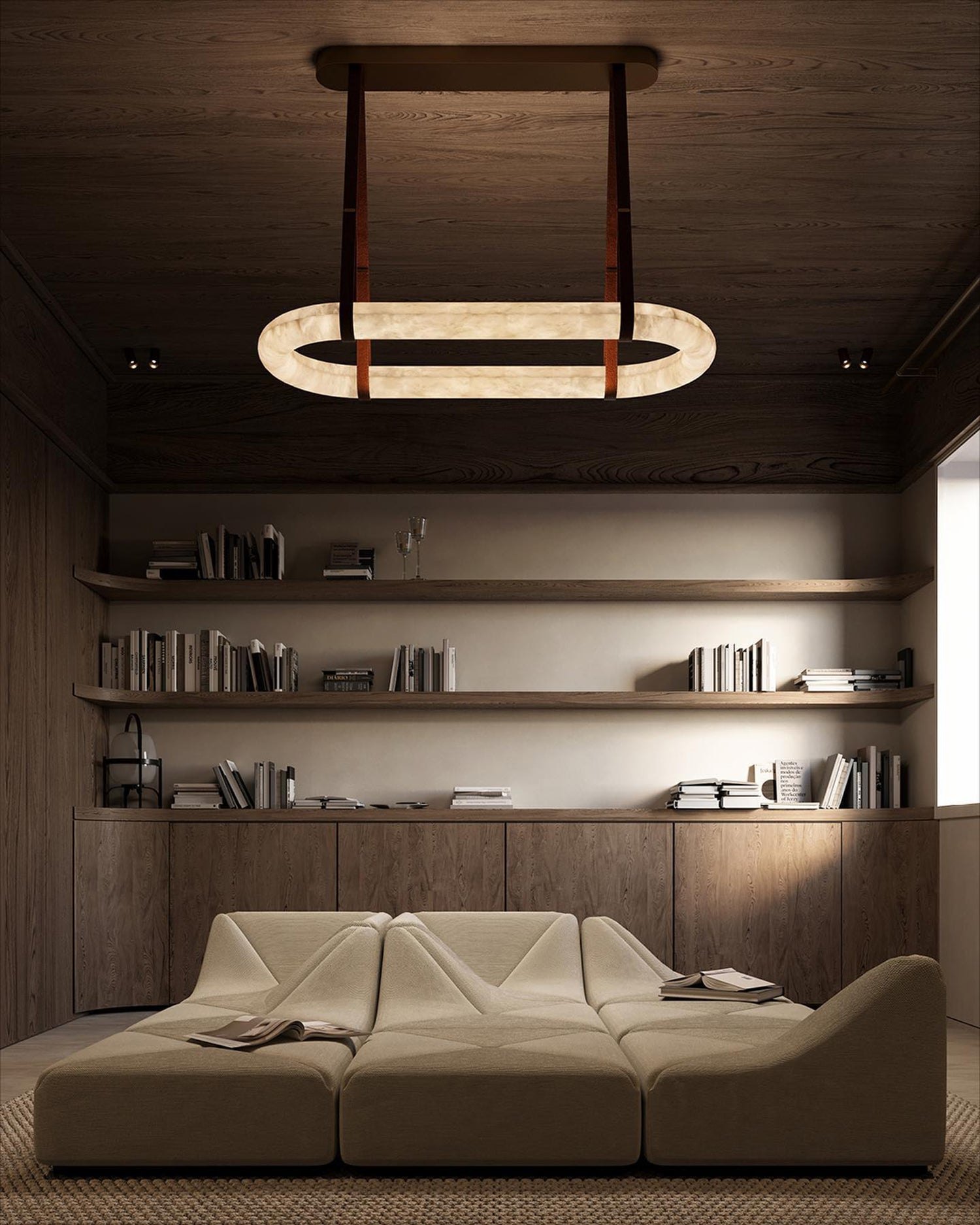 Kurve Chandelier Alabaster Ring - Letslighting