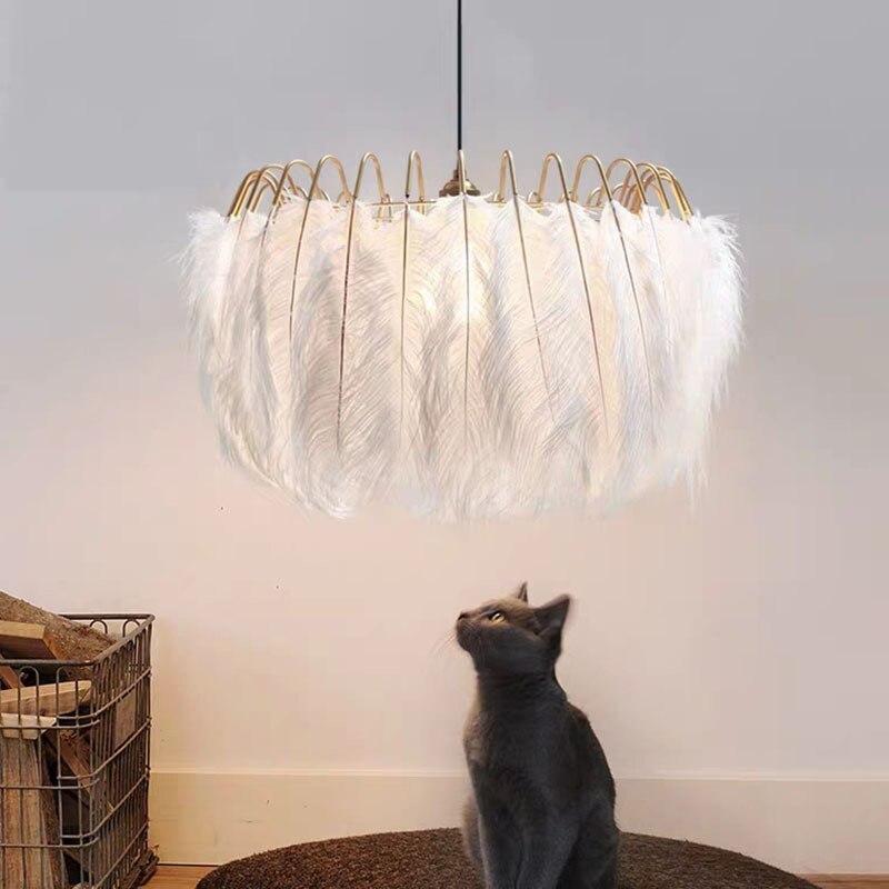 O'Moore Suspension Elegant Feather, Noir/Blanc, Chambre/Salon