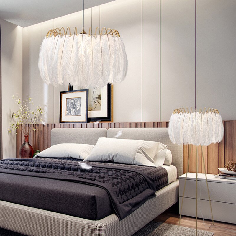 O'Moore Suspension Elegant Feather, Noir/Blanc, Chambre/Salon