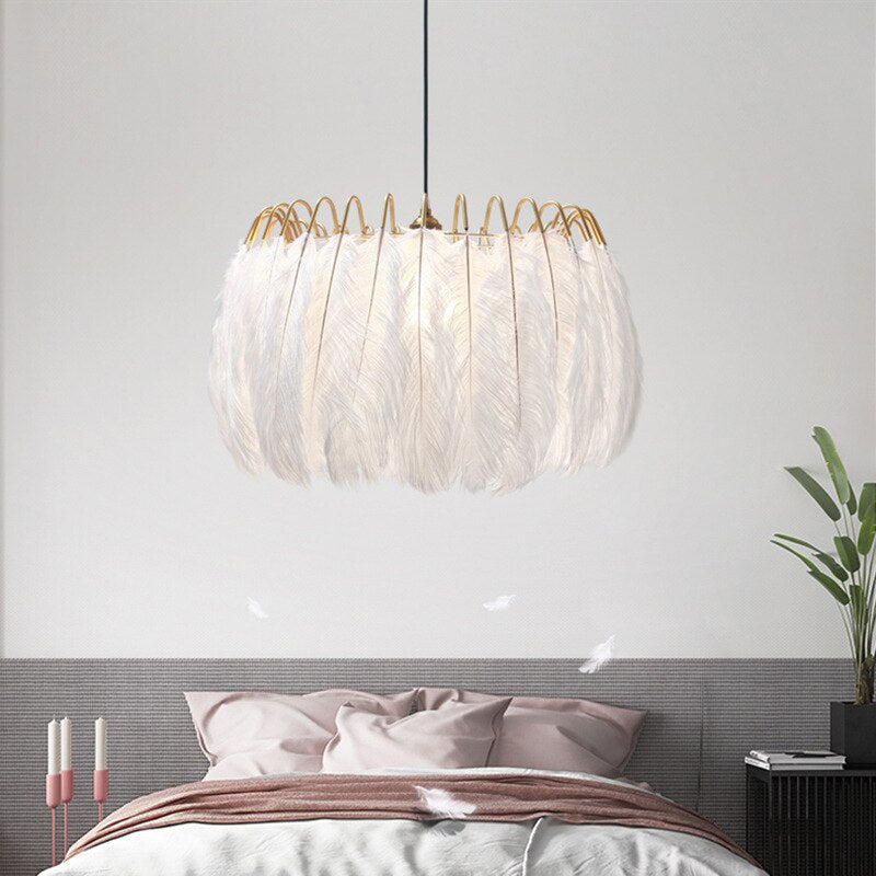 O'Moore Suspension Elegant Feather, Noir/Blanc, Chambre/Salon