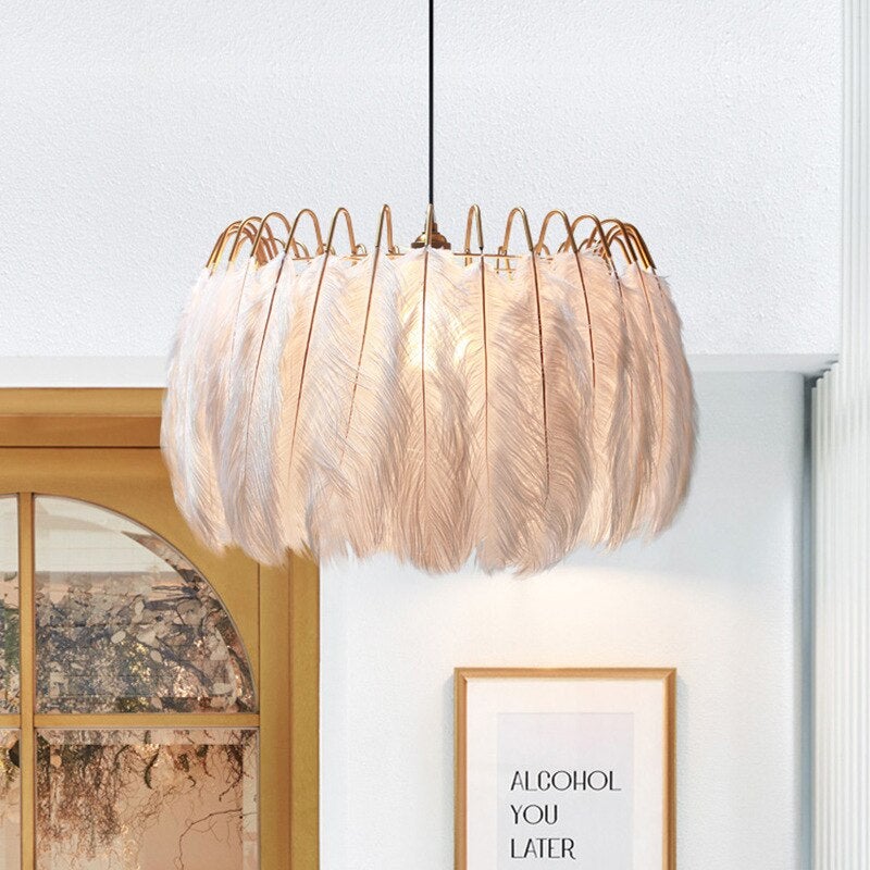 O'Moore Suspension Elegant Feather, Noir/Blanc, Chambre/Salon