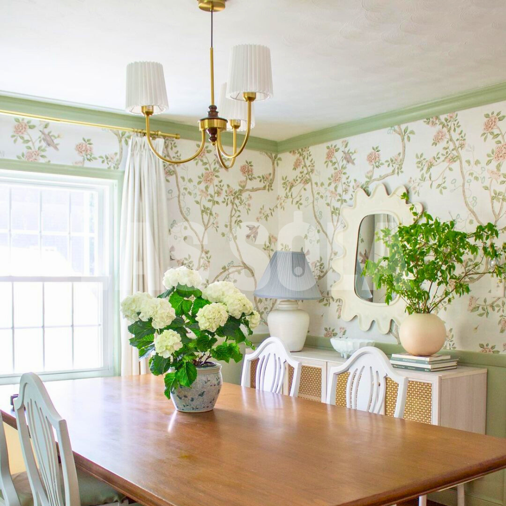 Silva Lustre Vintage, Métal/Tissu, Blanc/Vert, Salle à Manger/Salle à Séjour