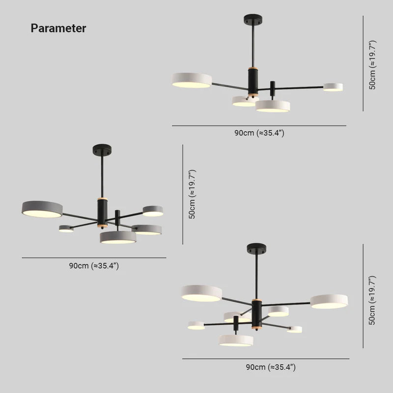 Arisha Suspension Ronde/Linéaire Moderne, Métal/Bois, Doré/Blanc/Gris, Salon