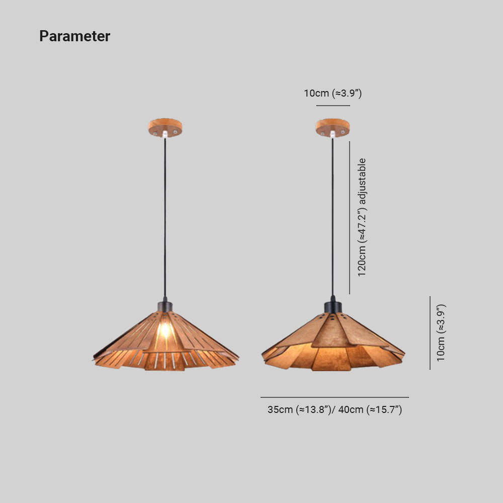 Muto Luminaires Suspension Rétro, Jaune/Brun, Métal & Bois