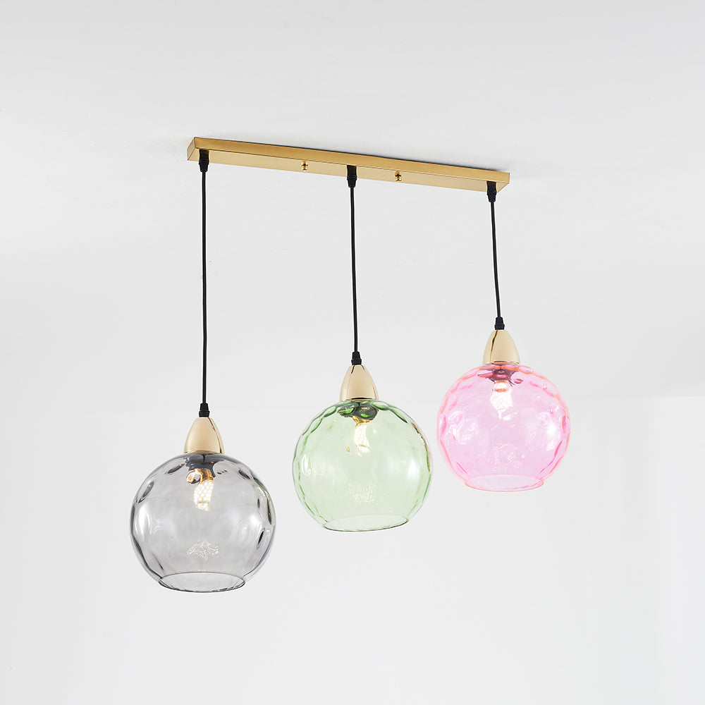 Valentina Suspension Boule Ondulation Nortique Métal/Verre Vert/Gris Salon