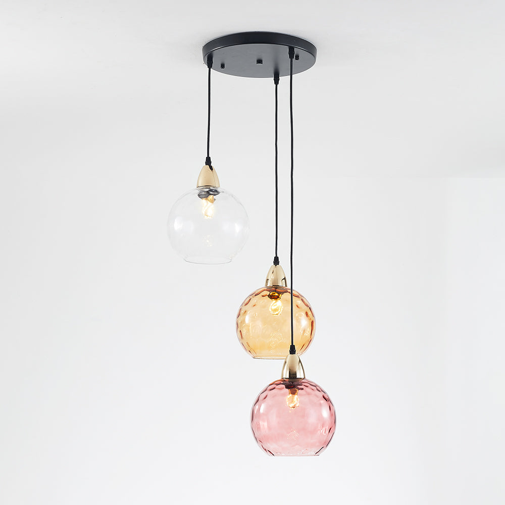 Valentina Suspension Boule Ondulation Nortique Métal/Verre Vert/Gris Salon