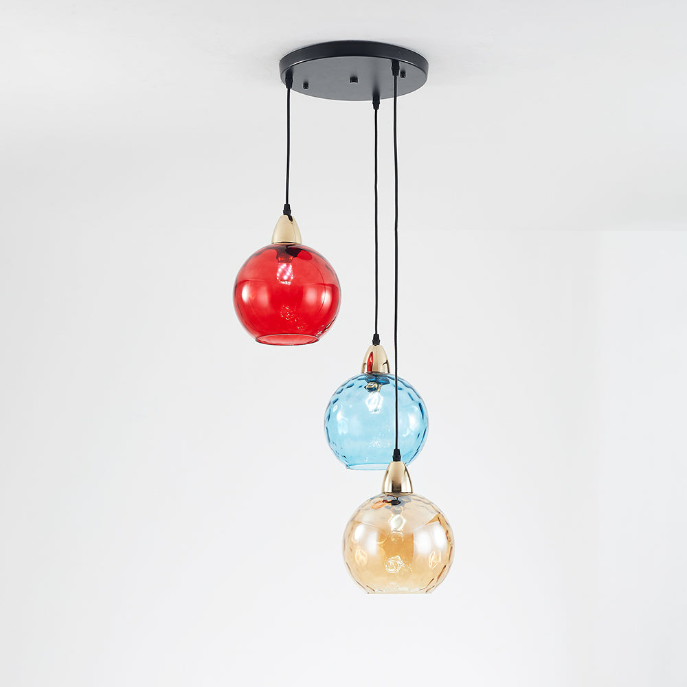 Valentina Suspension Boule Ondulation Nortique Métal/Verre Vert/Gris Salon