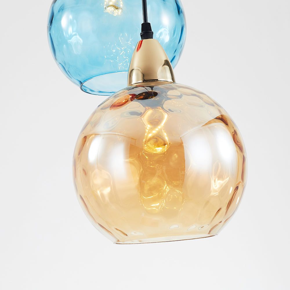 Valentina Suspension Boule Ondulation Nortique Métal/Verre Vert/Gris Salon