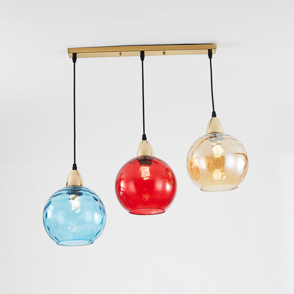 Valentina Suspension Boule Ondulation Nortique Métal/Verre Vert/Gris Salon