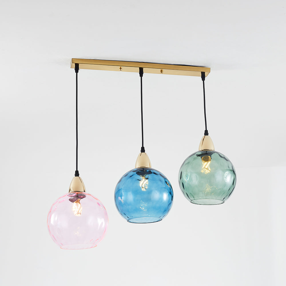 Valentina Suspension Boule Ondulation Nortique Métal/Verre Vert/Gris Salon