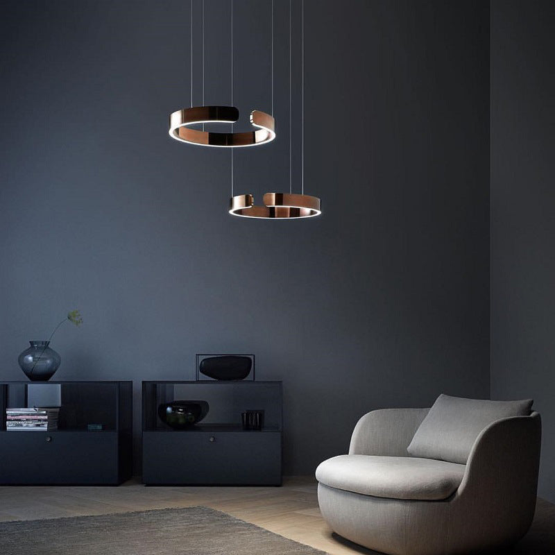 Arisha Suspension Cercle Noir/Or Rose Salon/Chambre à Coucher