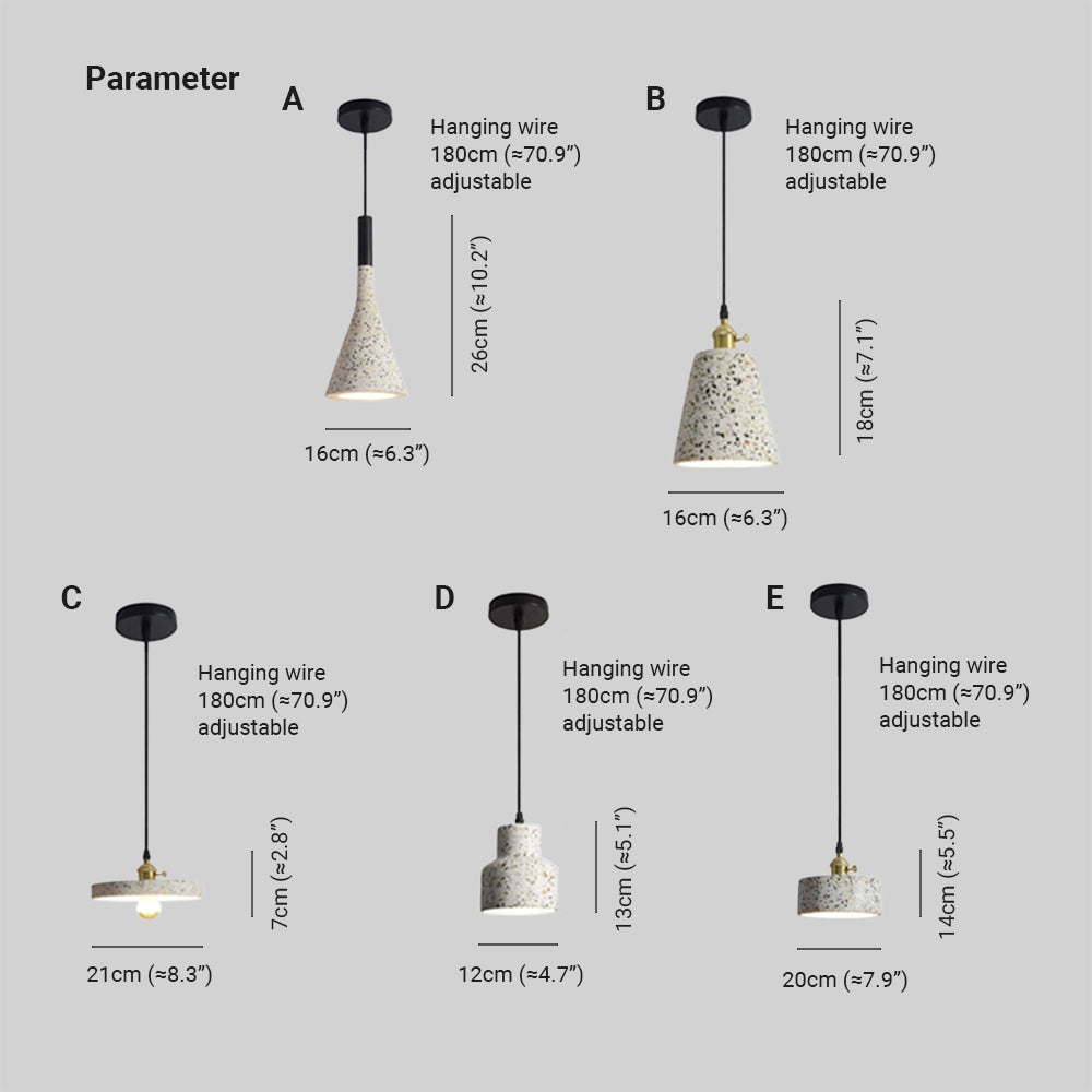 Arisha Luminaires Suspendus LED Élégant Nordiques Ciment Chambre