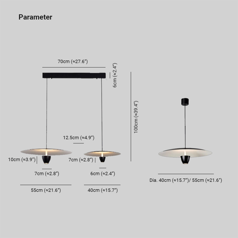 Arisha Suspension Ronde LED Minimaliste, Métal, Noir, Salon
