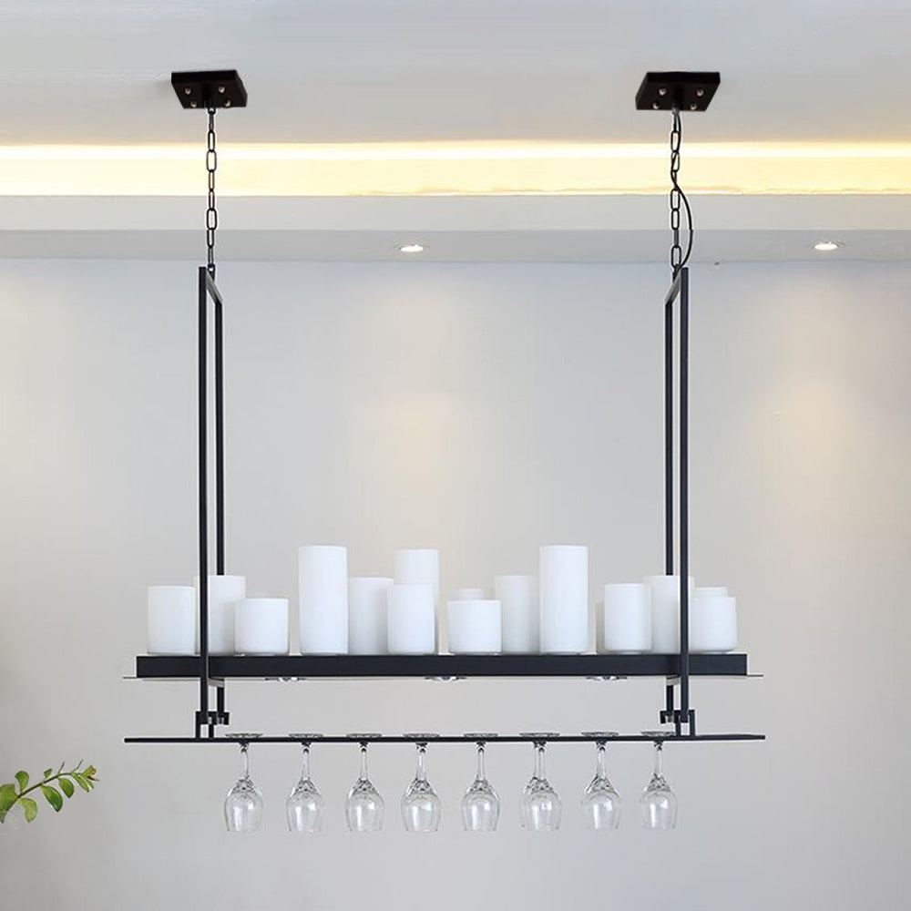 Silva Suspension Cylindre Moderne, Métal/Verre, Blanc/Noir, Restaurant/Bar
