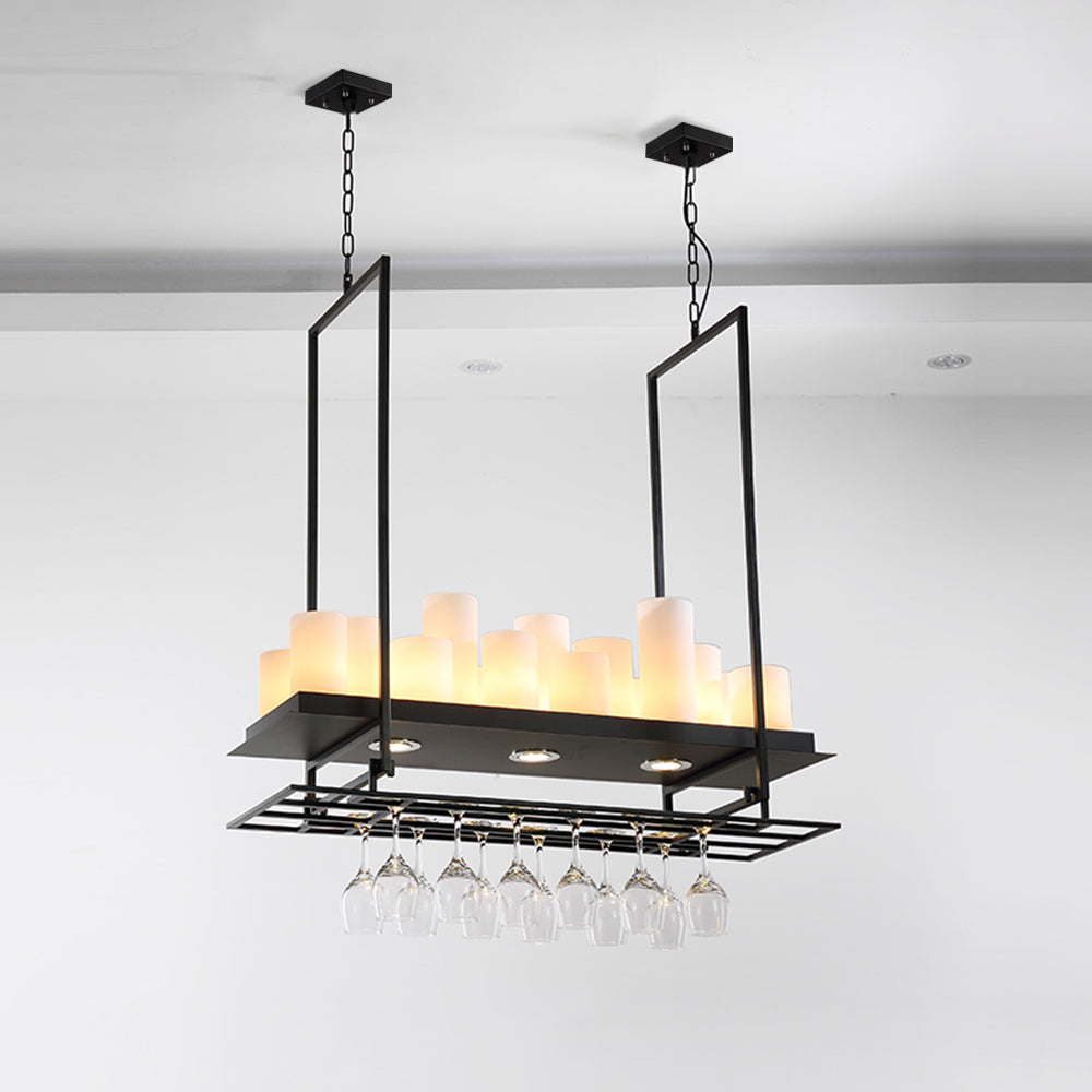 Silva Suspension Cylindre Moderne, Métal/Verre, Blanc/Noir, Restaurant/Bar