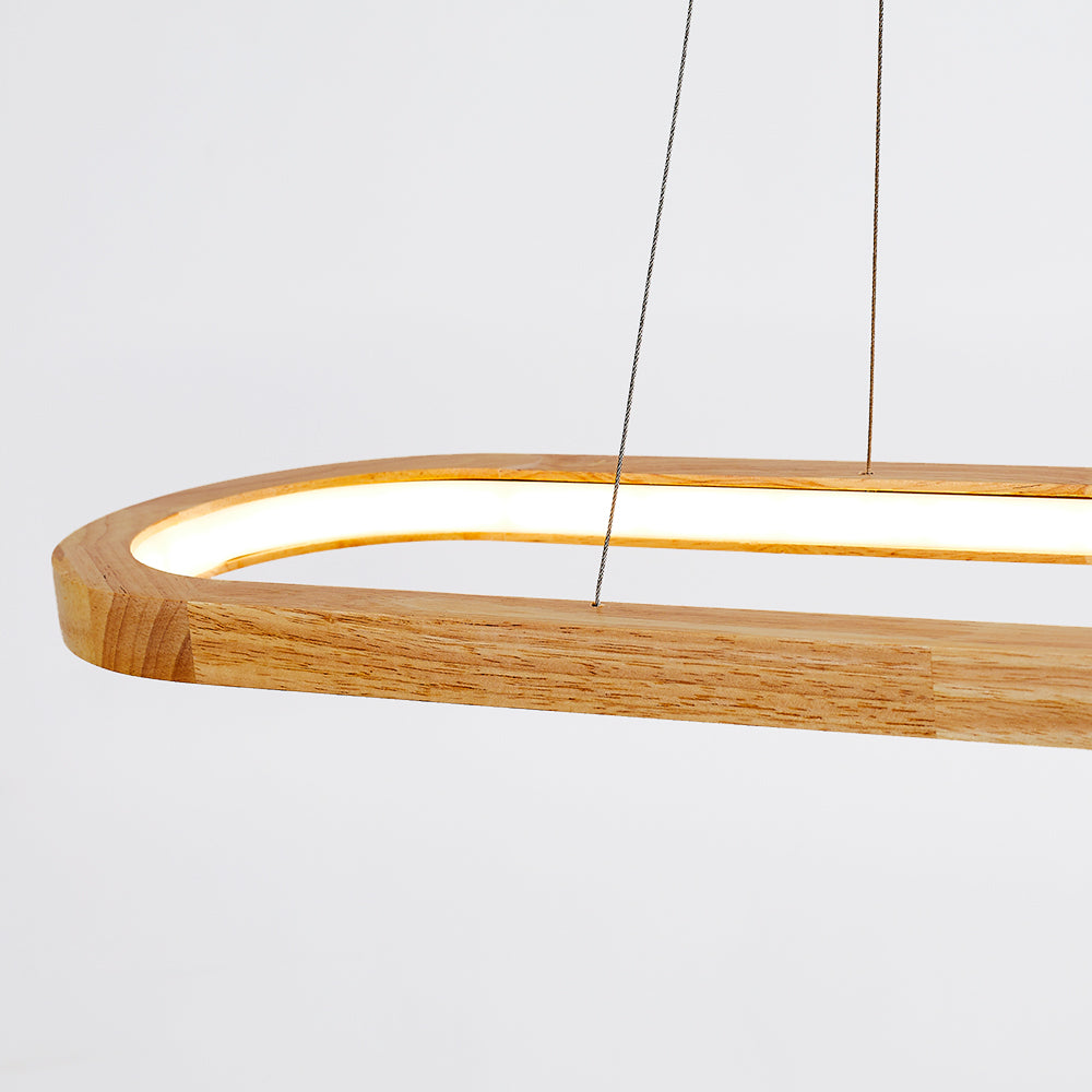 Muto Suspension Ellipse Moderne, Bois/Acrylique, Bois, Salon