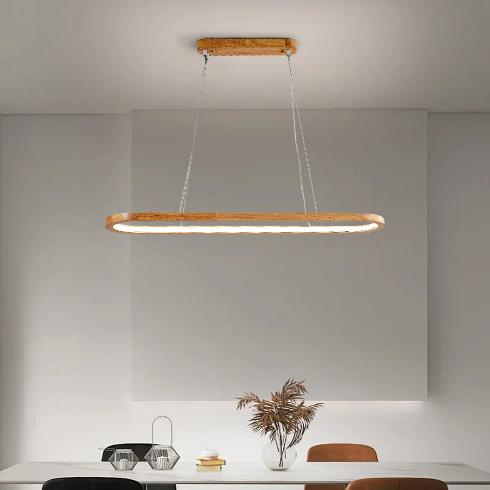 Muto Suspension Ellipse Moderne, Bois/Acrylique, Bois, Salon