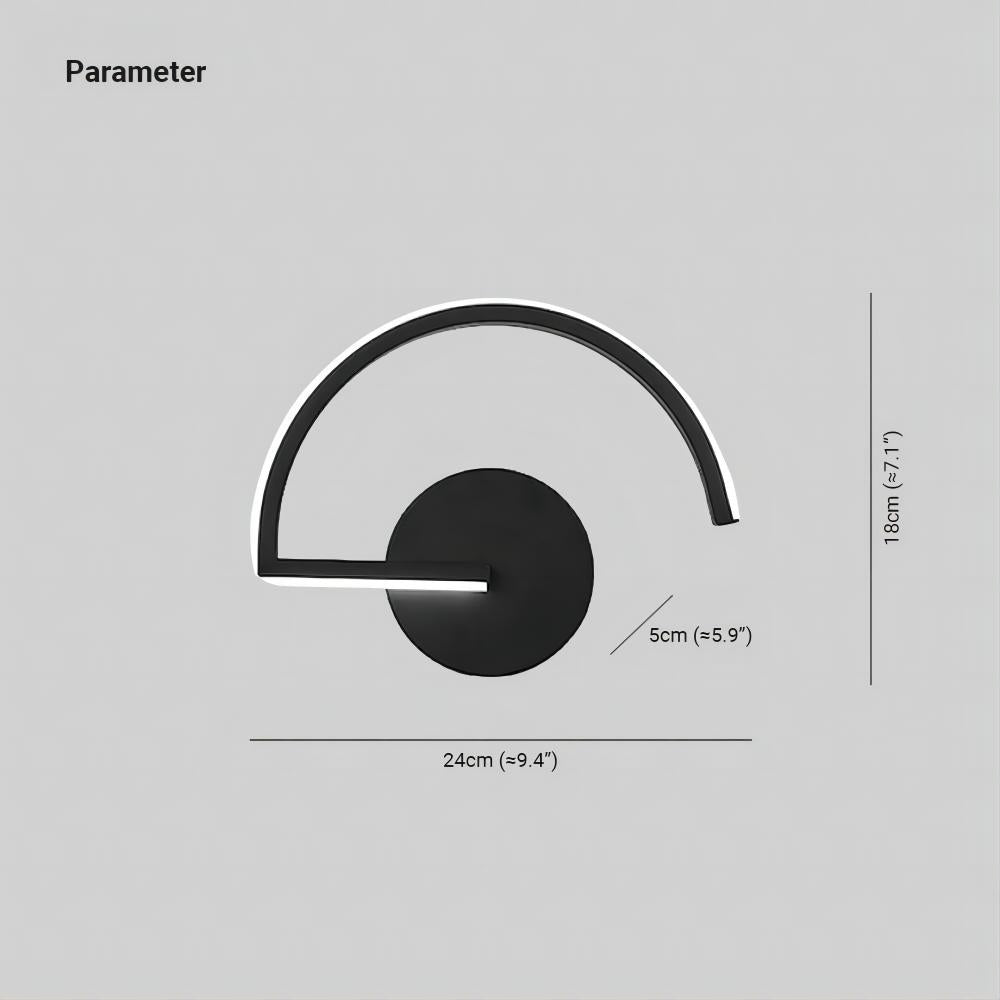 Arisha Applique Murale Semi-Circulaire Linéaire Minimaliste, Métal, Noir/Blanc, Bureau