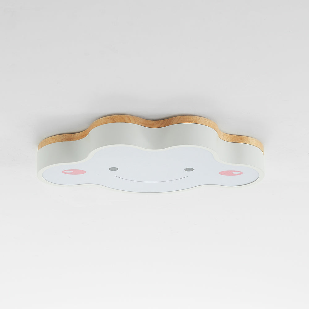 Aria Plafonnier Nuage Moderne, Acrylique/Bois, Blanc/Vert/Rose, Chambre
