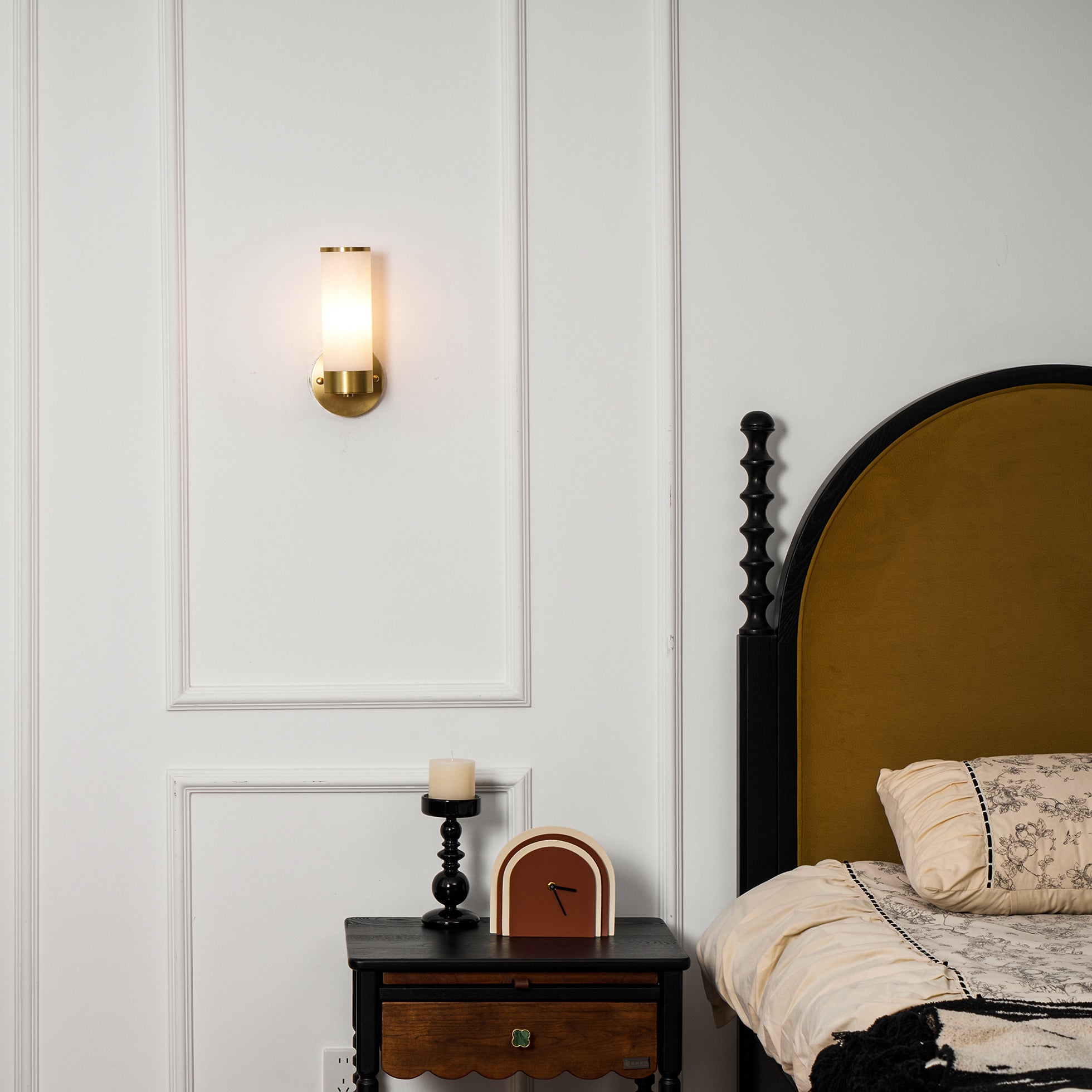 Olvynis Modern Minimalist Brass Alabaster Wall Lamp - Lamp Copper