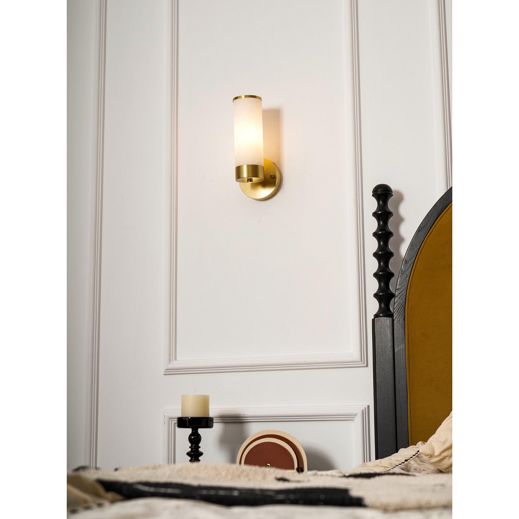 Olvynis Modern Minimalist Brass Alabaster Wall Lamp - Lamp Copper
