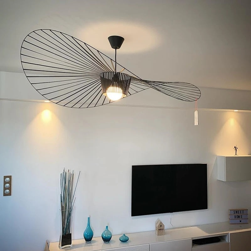 Ritta Suspension Vague Moderne, Tissu, Noir/Marron/Doré/Blanc, Salon
