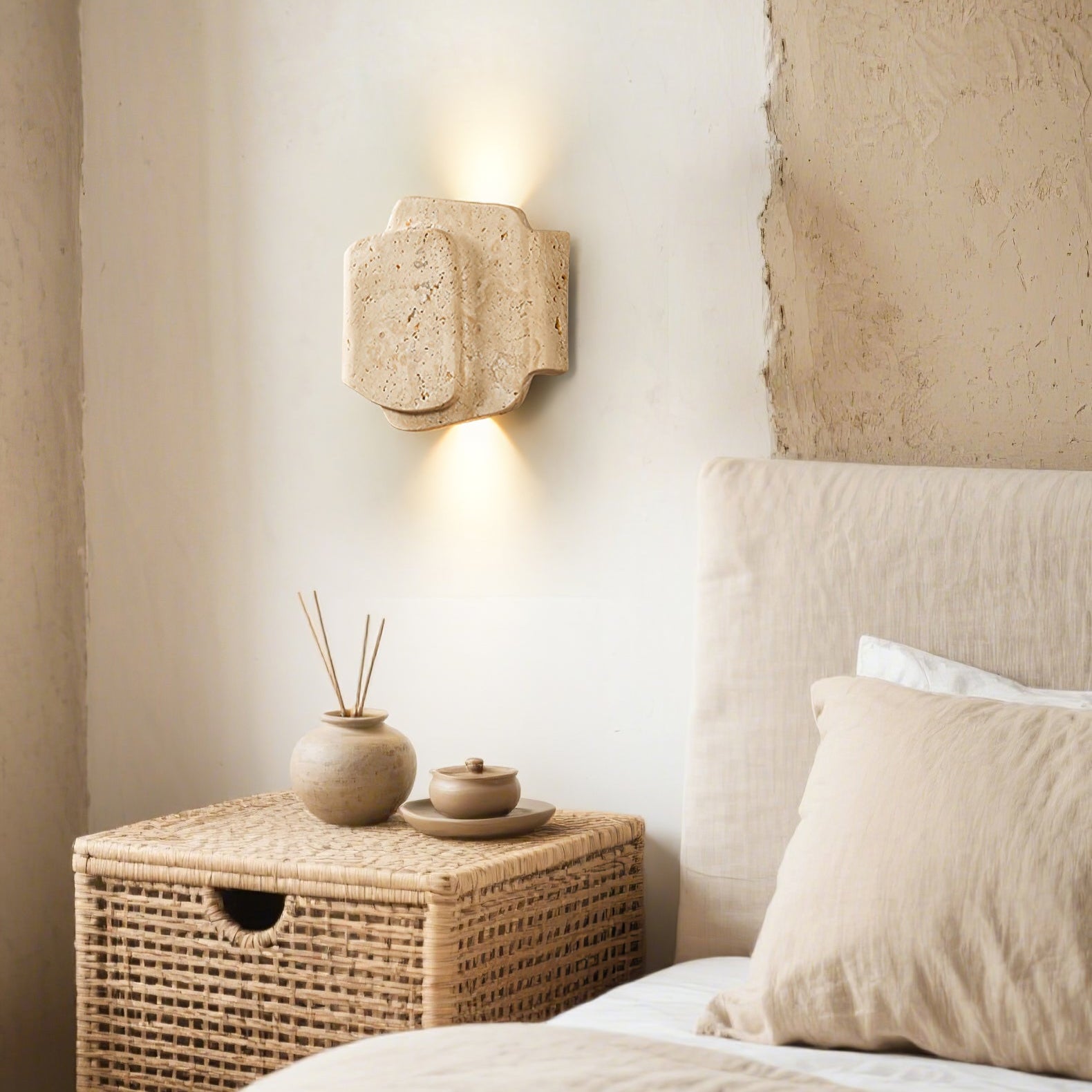 Layered Moderne Minimaliste Travertin Applique Murale Lumière