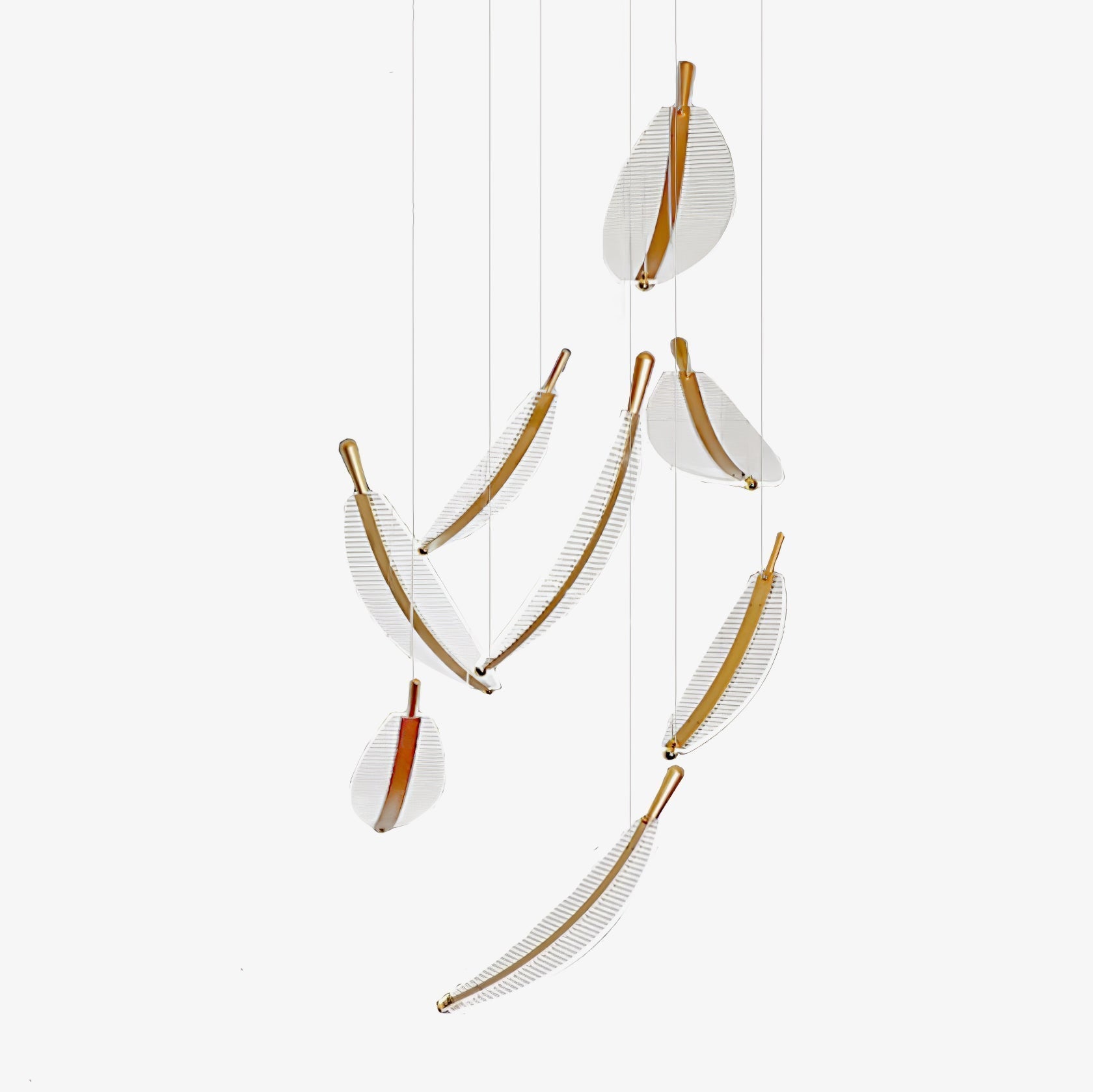 Lustra Chandelier Leaf Acrylic Gold Elegant Modern - Letslighting