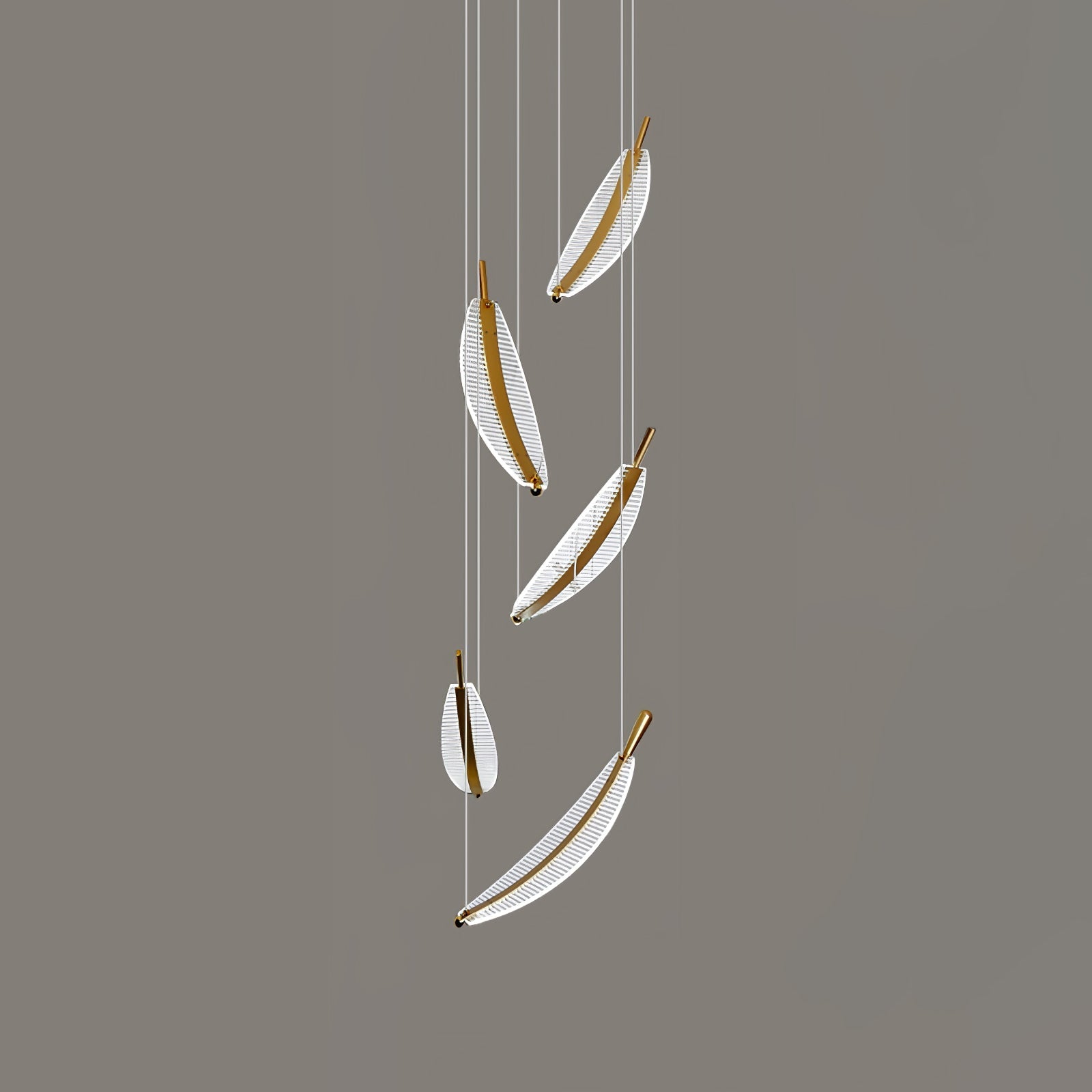 Lustra Chandelier Leaf Acrylic Gold Elegant Modern - Letslighting