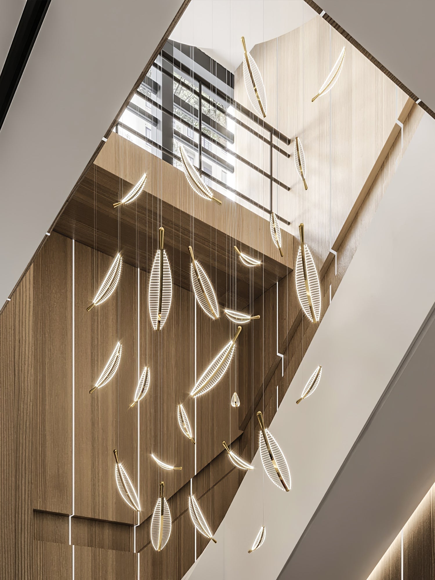 Lustra Chandelier Leaf Acrylic Gold Elegant Modern - Letslighting