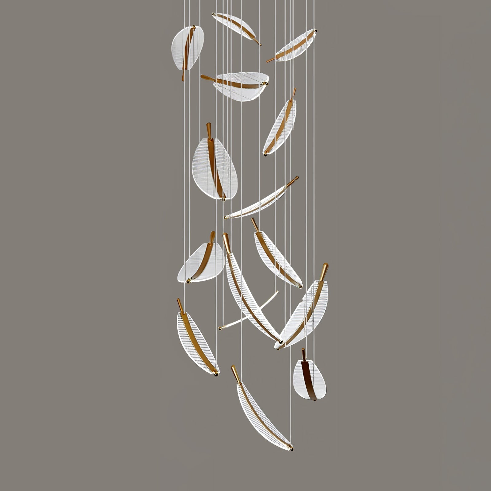 Lustra Chandelier Leaf Acrylic Gold Elegant Modern - Letslighting