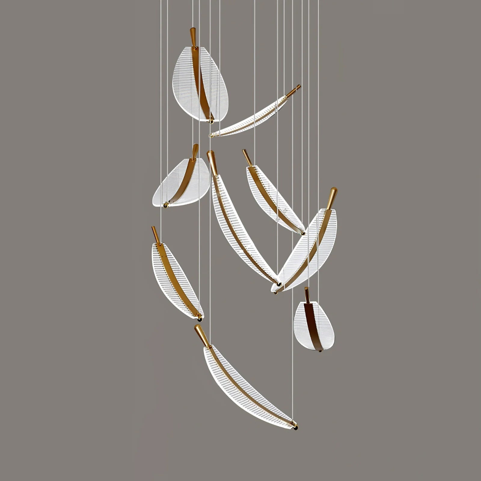 Lustra Chandelier Leaf Acrylic Gold Elegant Modern - Letslighting