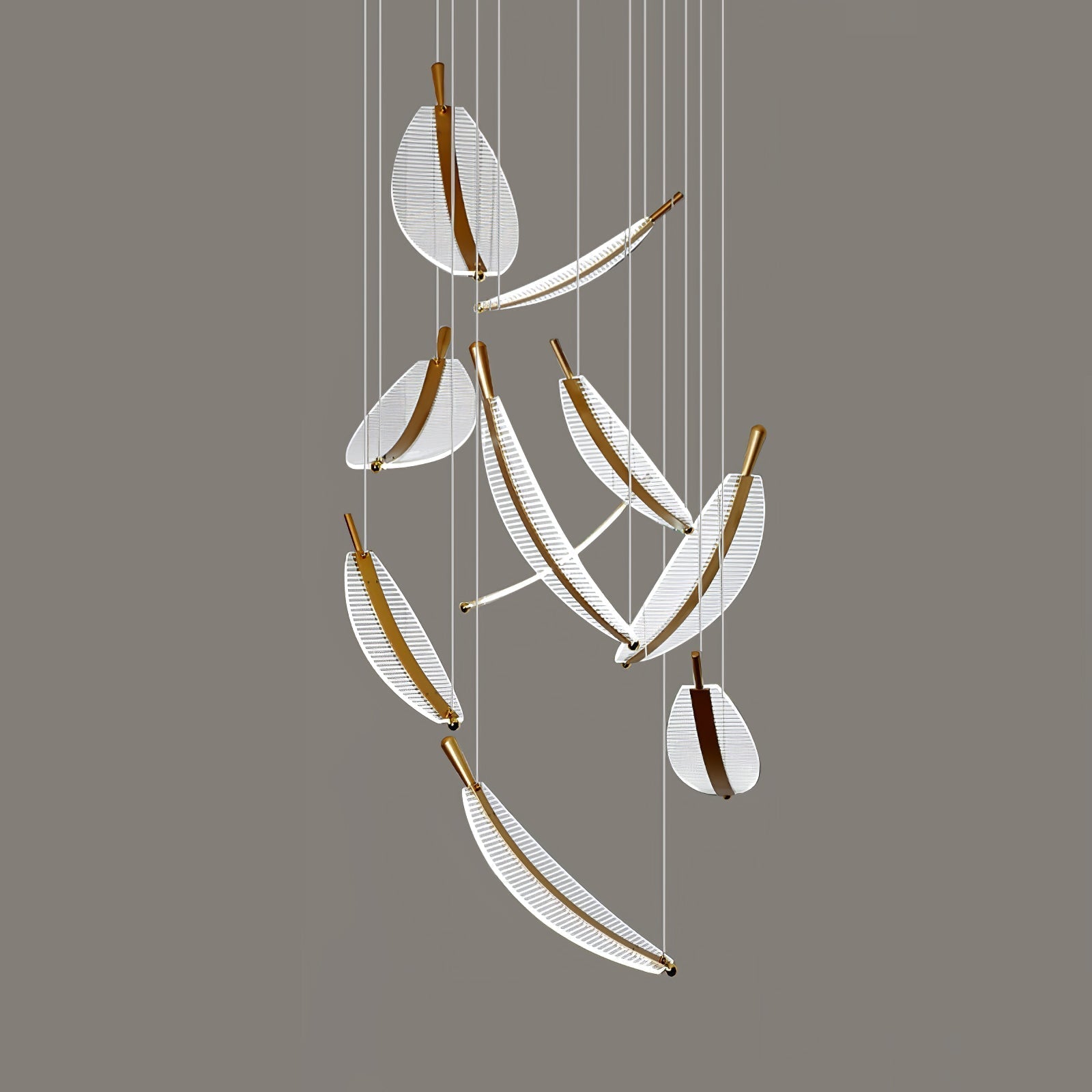 Lustra Chandelier Leaf Acrylic Gold Elegant Modern - Letslighting