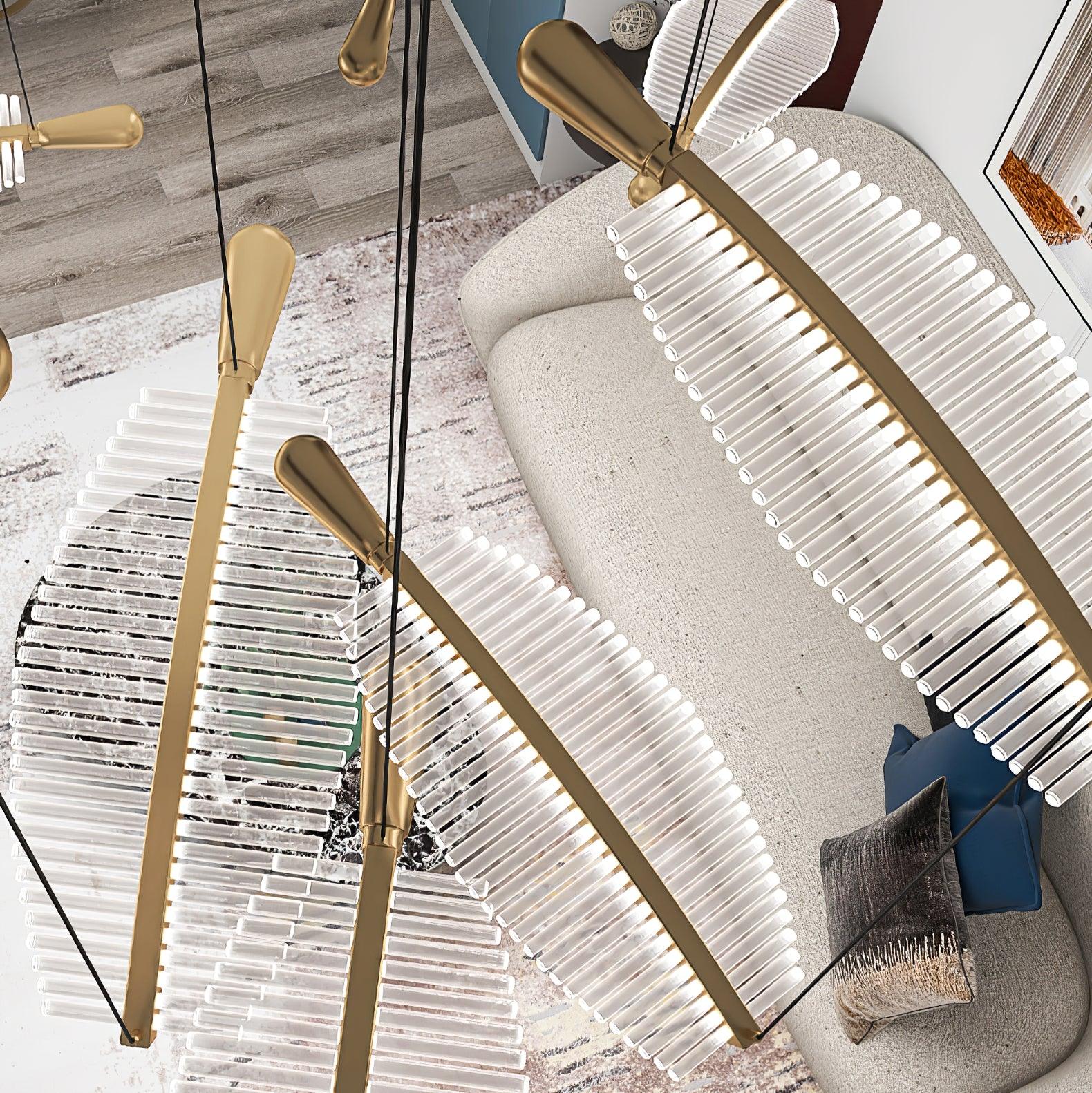 Lustra Chandelier Leaf Acrylic Gold Elegant Modern - Letslighting