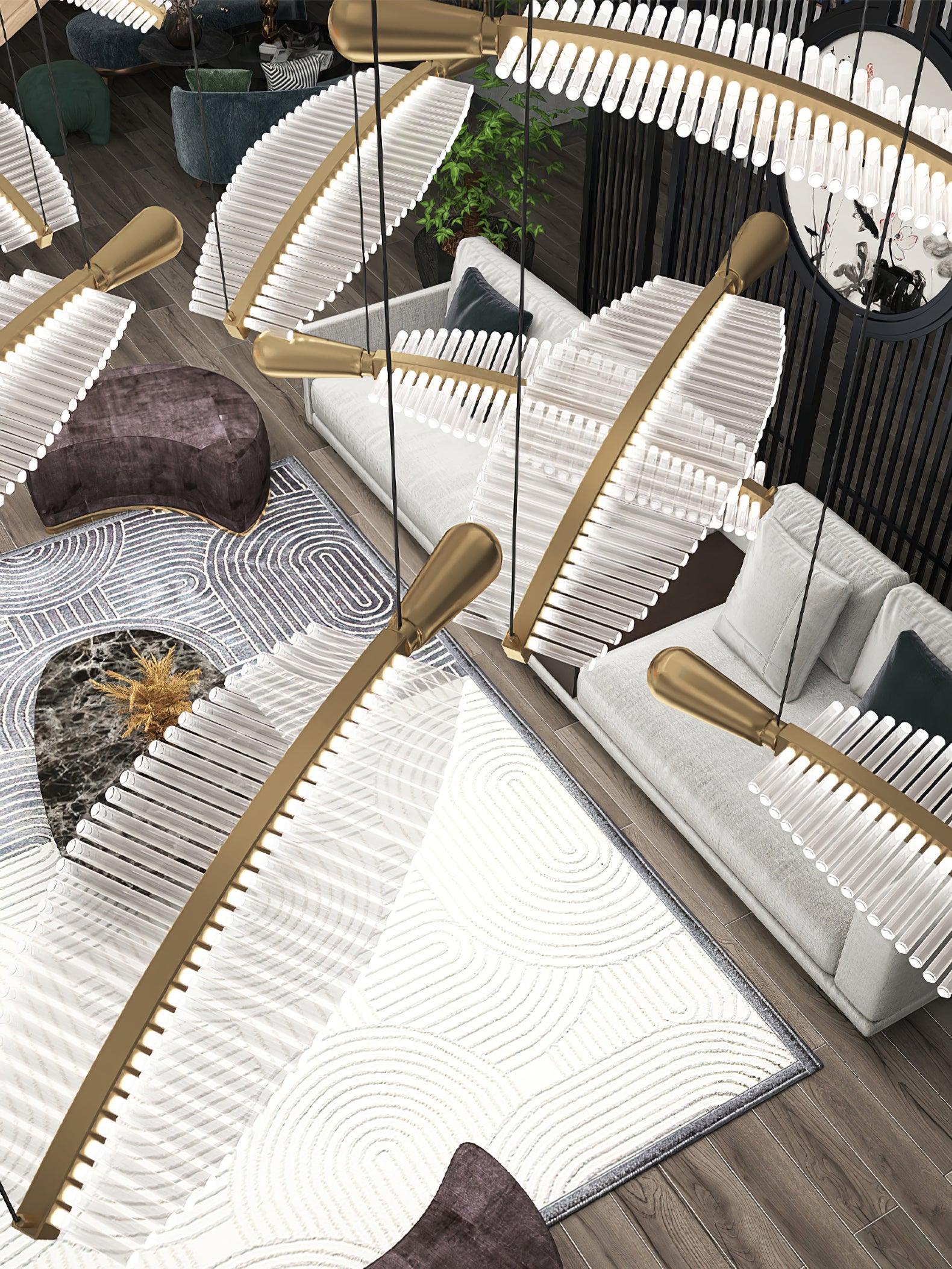 Lustra Chandelier Leaf Acrylic Gold Elegant Modern - Letslighting