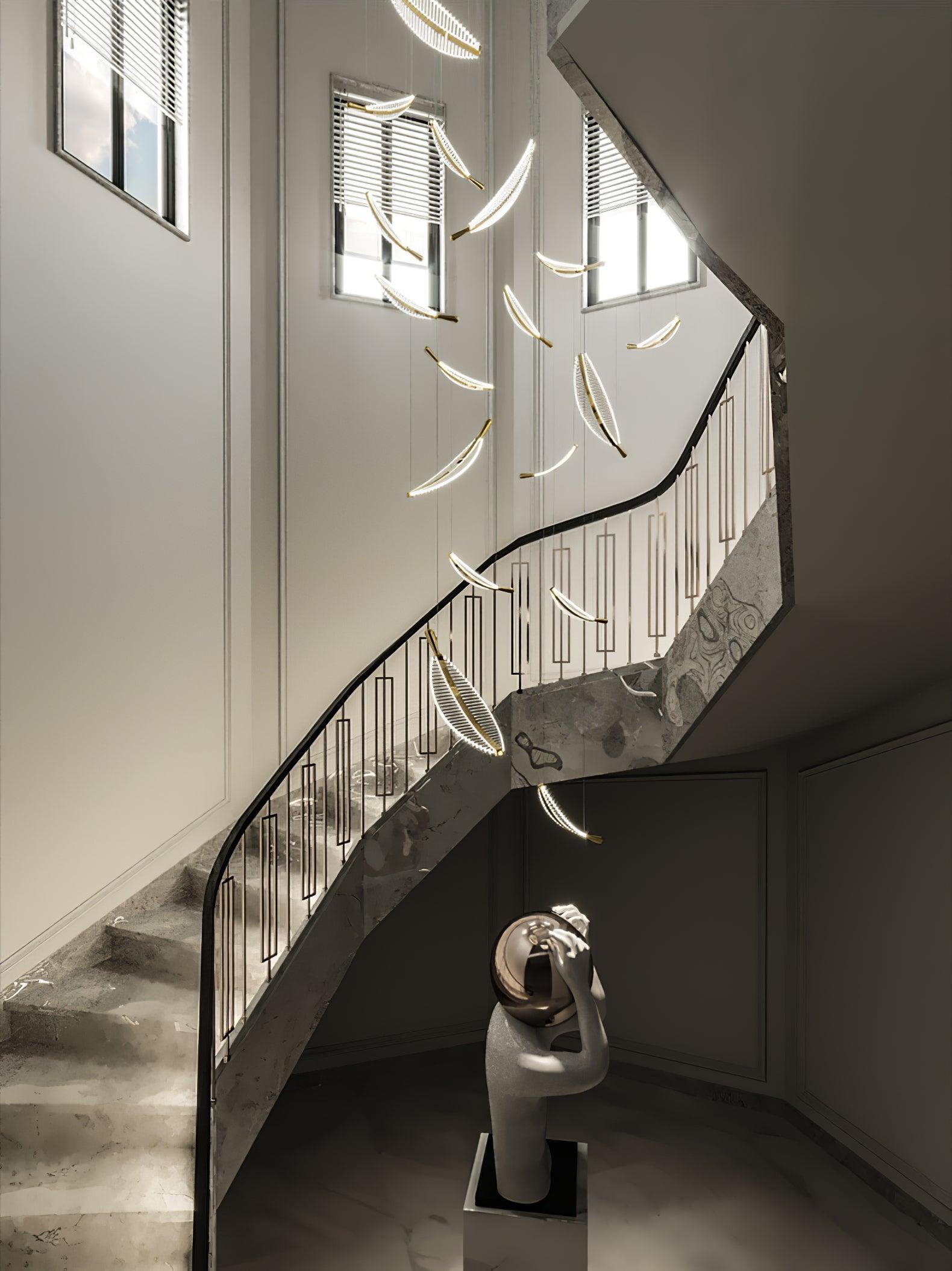 Lustra Chandelier Leaf Acrylic Gold Elegant Modern - Letslighting