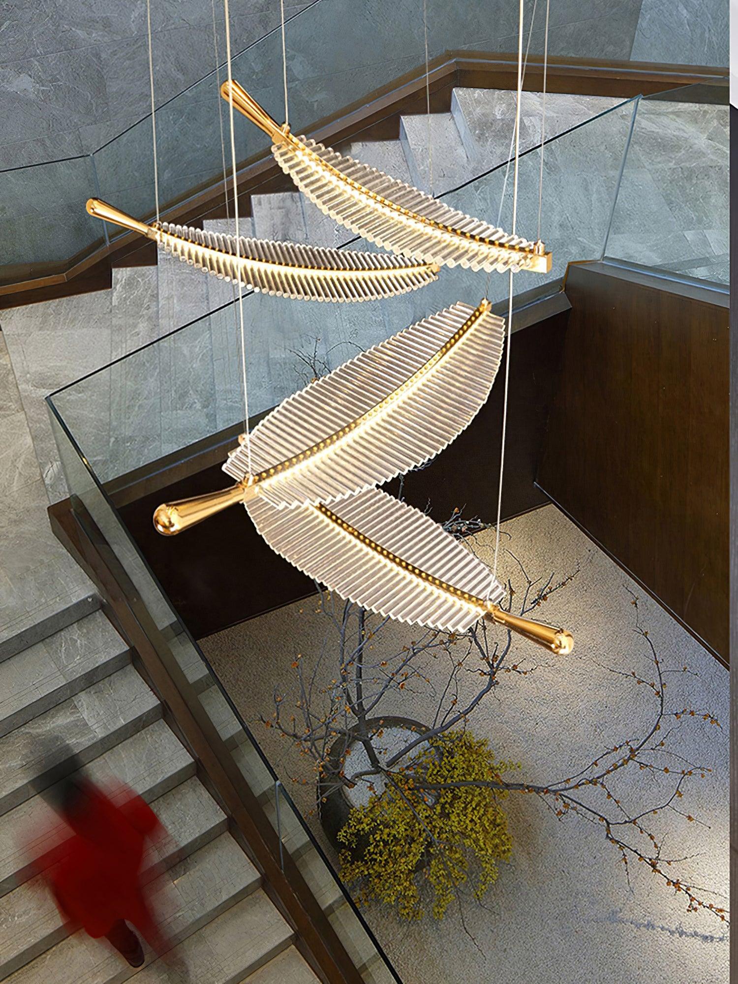 Lustra Chandelier Leaf Acrylic Gold Elegant Modern - Letslighting