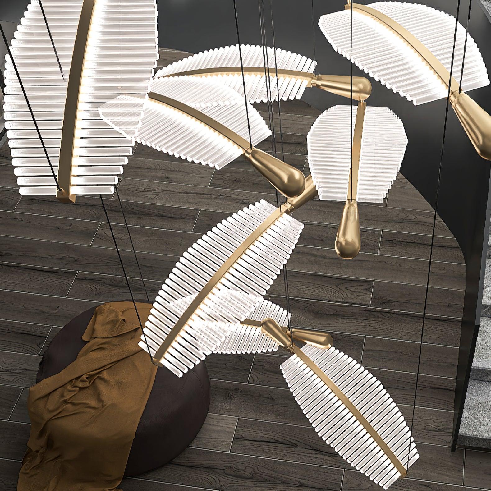 Lustra Chandelier Leaf Acrylic Gold Elegant Modern - Letslighting