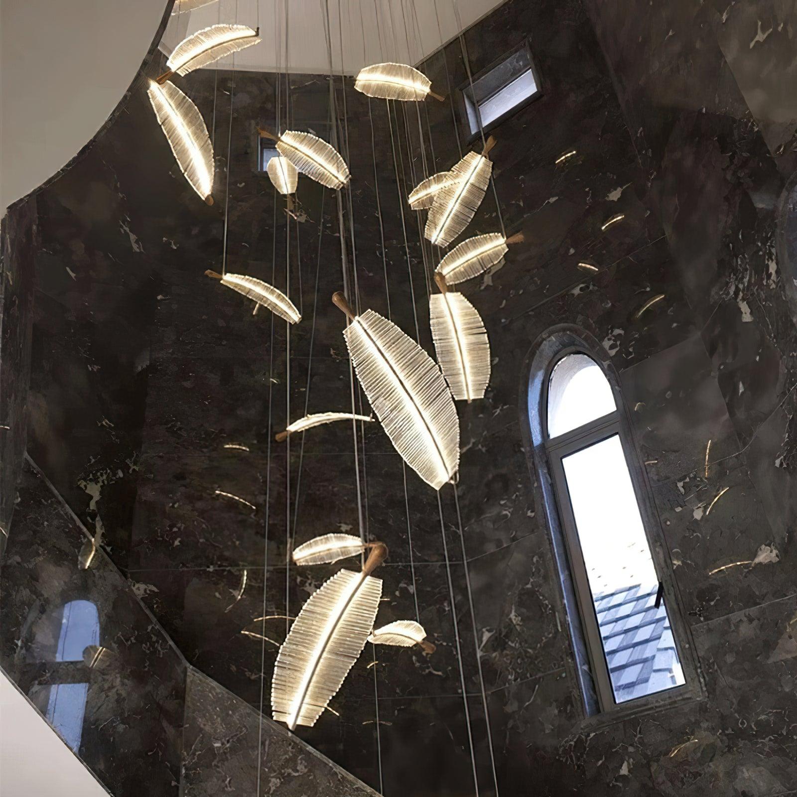 Lustra Chandelier Leaf Acrylic Gold Elegant Modern - Letslighting