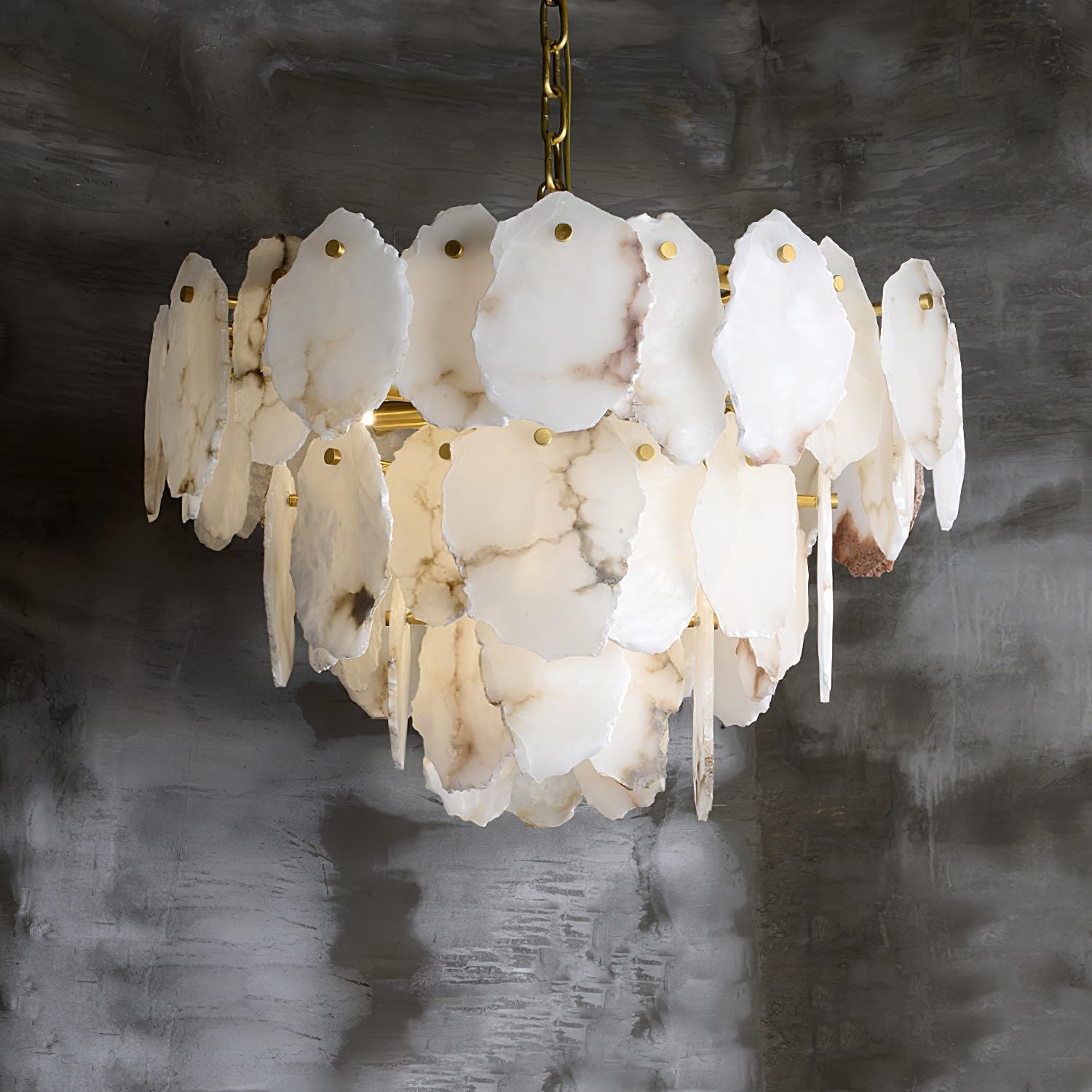 Leon Alabaster Chandelier Layered Stone Slices - Letslighting