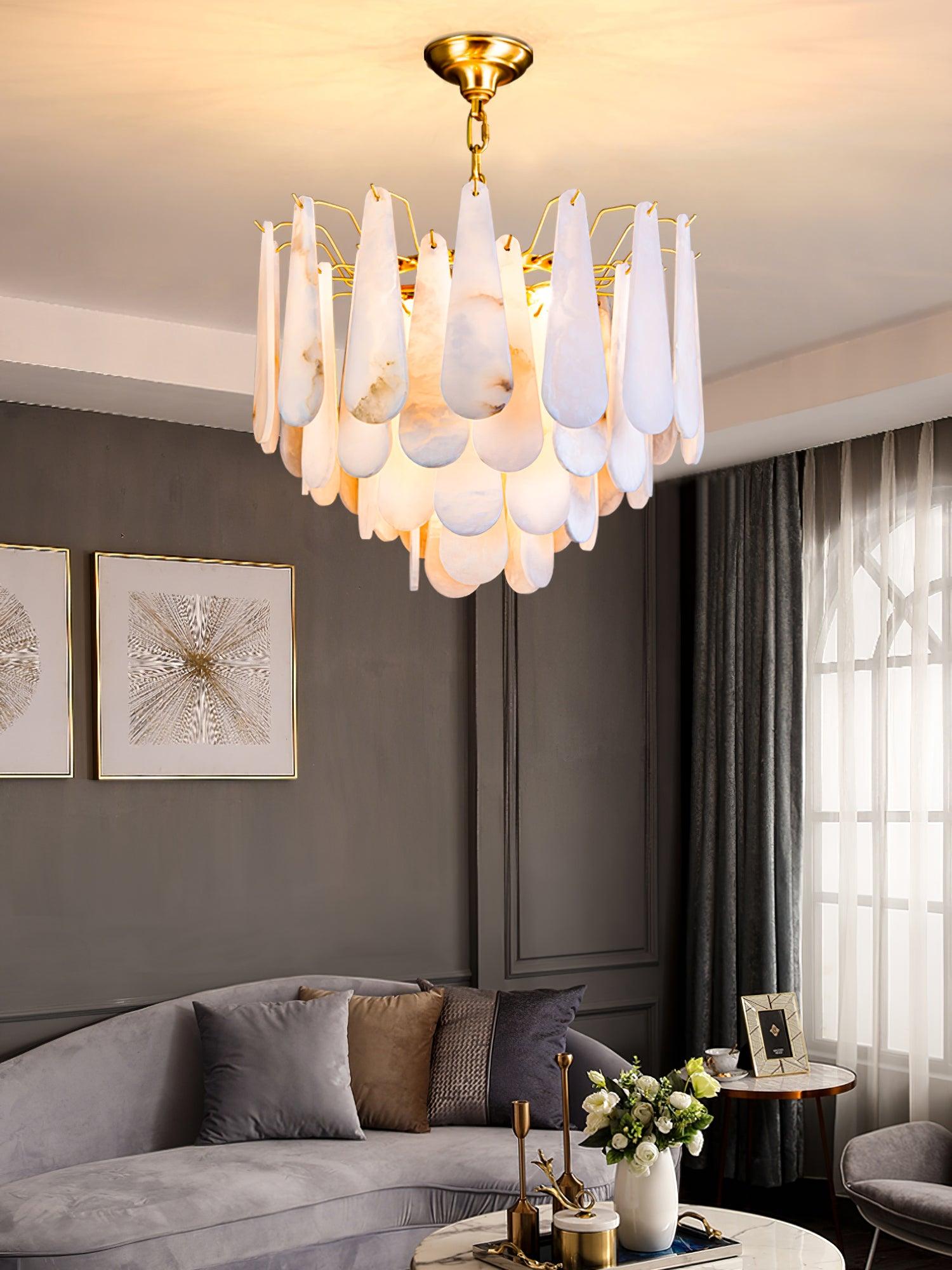 Ucararae Teardrop Alabaster Chandelier - Letslighting