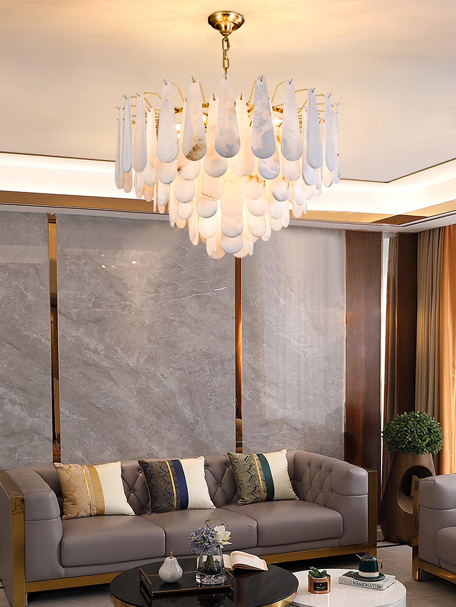 Ucararae Teardrop Alabaster Chandelier - Letslighting