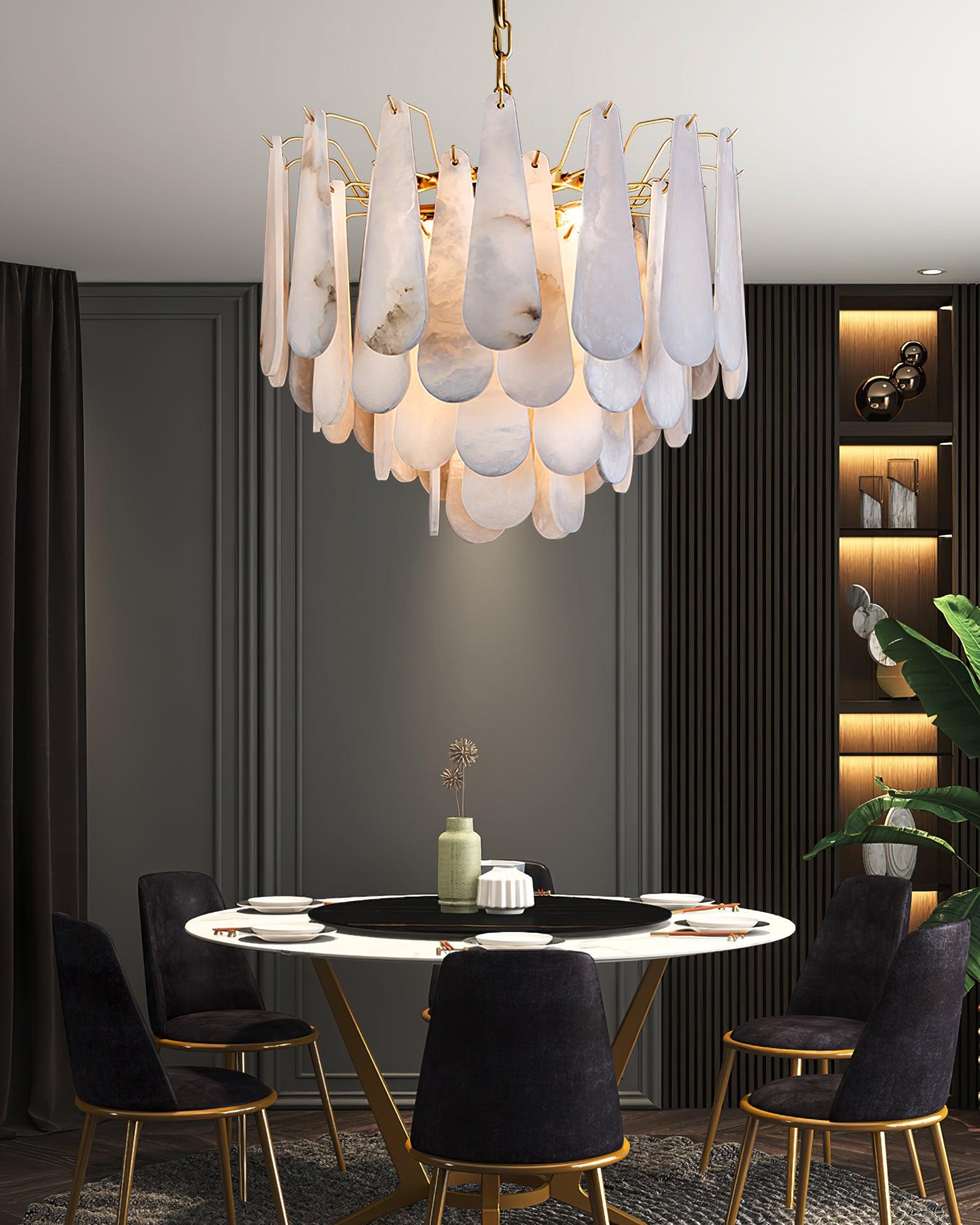 Ucararae Teardrop Alabaster Chandelier - Letslighting