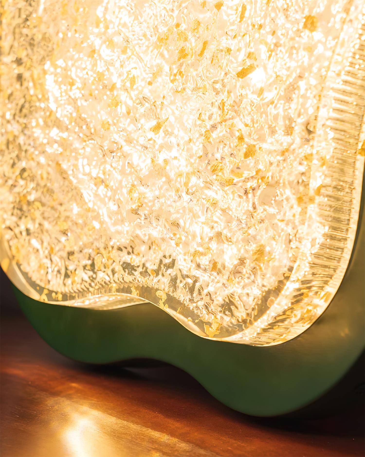 Ceiling Light Irregular Shape Resin Gold Leaf Modern Artistic Green - Letslighting