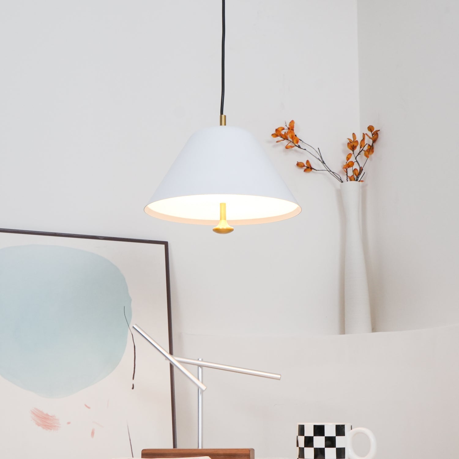 Pendant Lamp Modern Shade in Green and White Minimalist - Letslighting