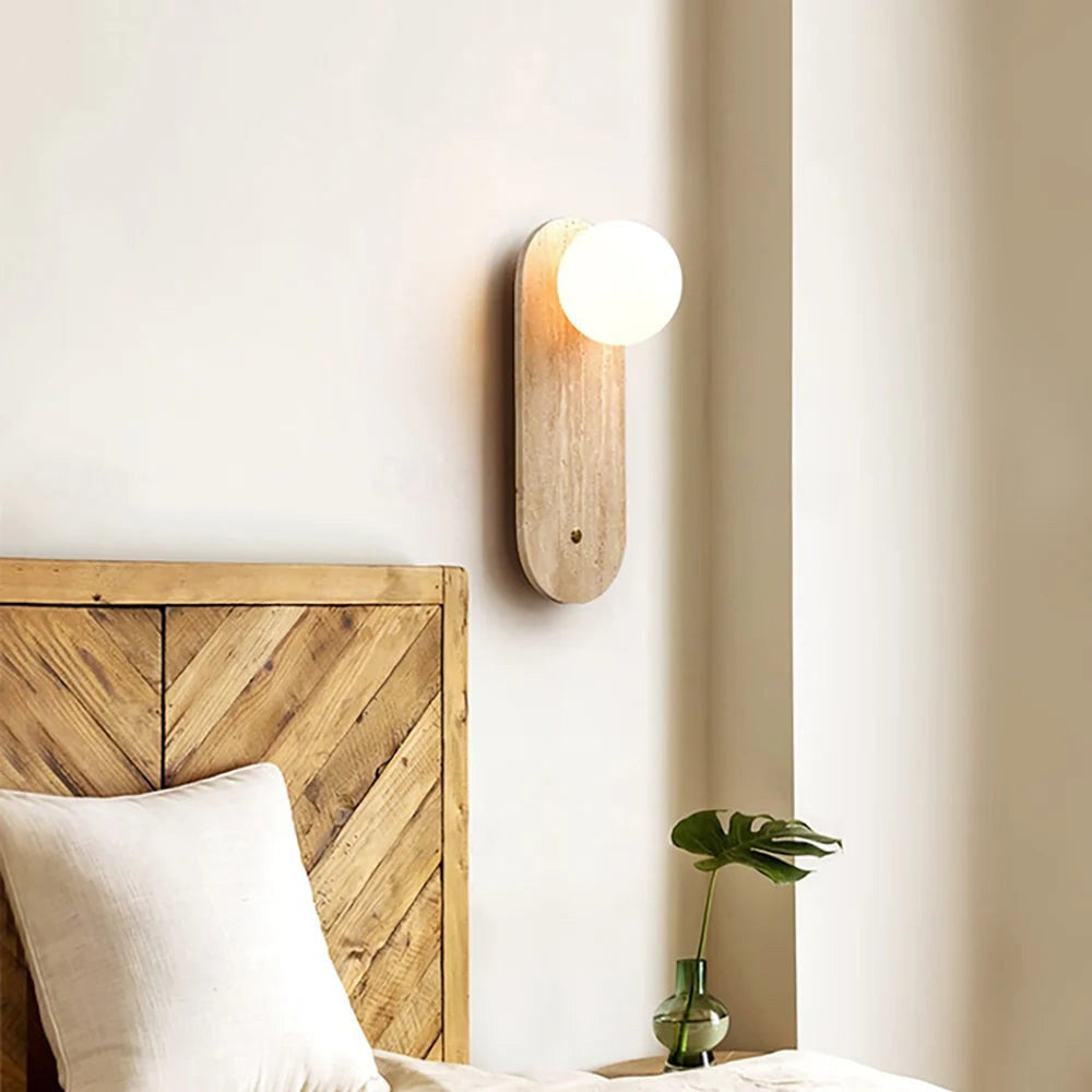 Zeshaen Modern Minimalist Travertine Glass Wall Lamp - Lamp Copper