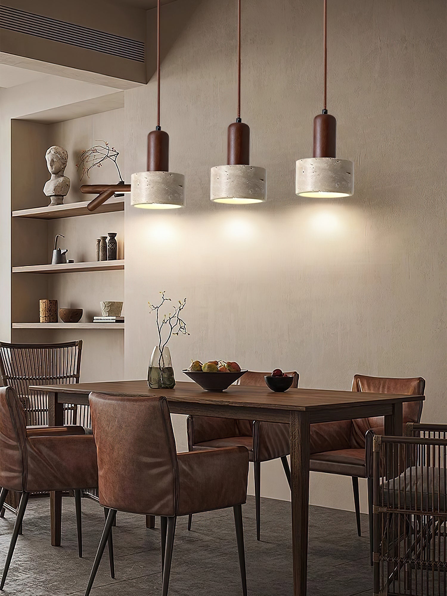 Ilshaa Dual-Material Travertine Pendant Light - Letslighting